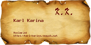 Karl Karina névjegykártya